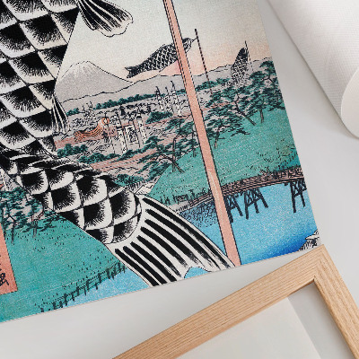 Decoratieve poster Utagawa Hiroshige's Suidobashi en Surugadai-brug (1857)
