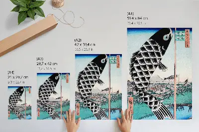 Decoratieve poster van Utagawa Hiroshige's Suidobashi en Surugadai-brug uit 1857