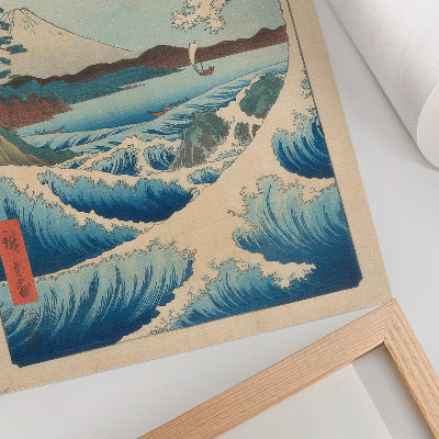 Poster Een grote golf op Satta Beach in Suruga, uit de serie Thirty-six Views of Fuji (Fuji Sanjuroku Kei) van Utagawa Kuniyos