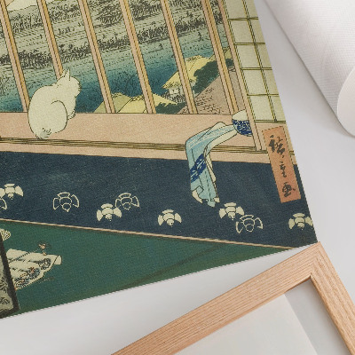 Decoratieve poster De rijstvelden van Asakusa en het Torinomachi-festival uit de serie 'Honderd beroemde gezichten van Edo' van Hiroshige.