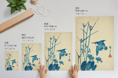 Wandposter IJsvogel en monochory door Utagawa Hiroshige