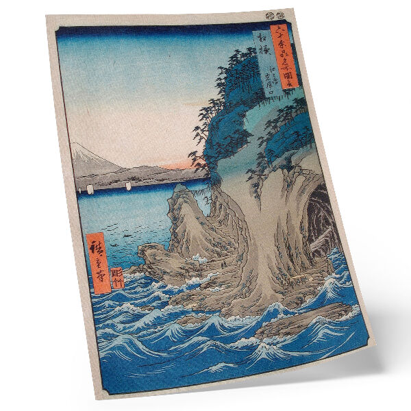 Decoratieve poster Grotingang op het eiland Enoshima in de provincie Sagami, nr. 15, door Utagawa Hiroshige