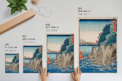 Decoratieve poster Grotingang op het eiland Enoshima in de provincie Sagami nr. 15 van Utagawa Hiroshige