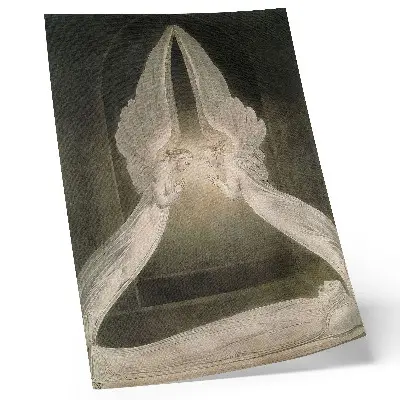 Wandposter Christus in het graf bewaakt door engelen naar een aquarel van William Blake uit 1805