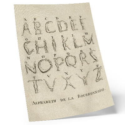 Decoratieve poster Het naakte alfabet; Alfabet van de Bourbonnoise (1790)
