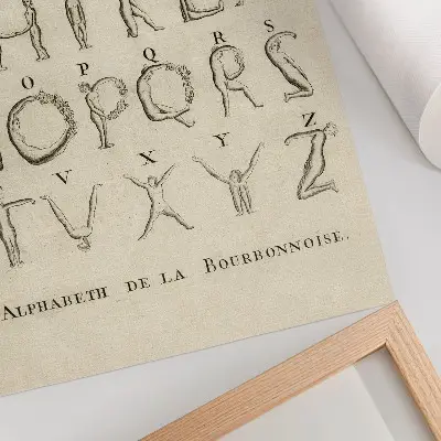 Decoratieve poster Het naakte alfabet alfabet van de Bourbonnoise uit 1790