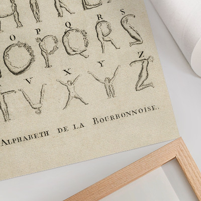 Decoratieve poster Het naakte alfabet; Alfabet van de Bourbonnoise (1790)