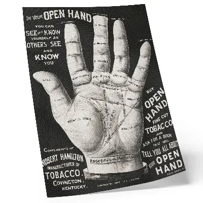 Decoratieve poster handpalmlezen met open hand