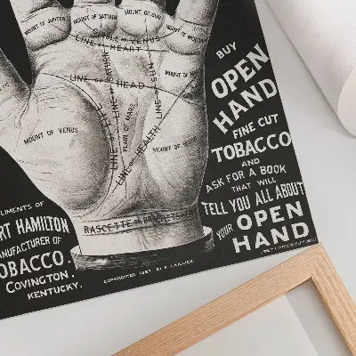 Decoratieve poster handpalmlezen met open hand
