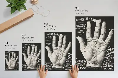 Decoratieve poster handpalmlezen met open hand