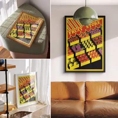 Wandposter De fruitwinkel uit 1936 van het Federal Art Project
