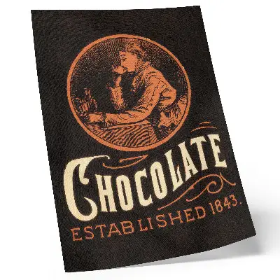 Poster Webb's Chocolate uit 1843 als chromolithografie