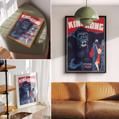 Decoratieve poster Deense filmposter voor King Kong (1933)
