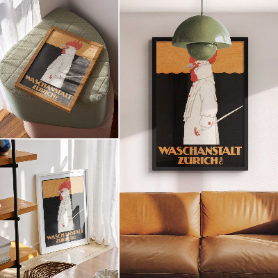 Poster Waschanstalt Zürich (1905), een historische reclameposter van Robert Hardmeyer