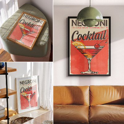 Poster Negroni cocktail met citroen en kers