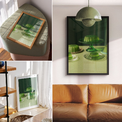 Decoratieve poster Groene gelei op verschillende borden