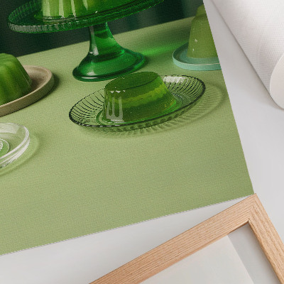 Decoratieve poster Groene gelei op verschillende borden