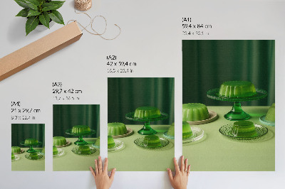 Decoratieve poster Groene gelei op verschillende borden