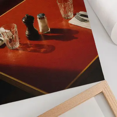 Poster tafel in een restaurant met kruiden en glaswerk