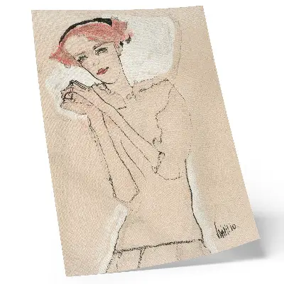 Portret van een vrouw door Egon Schiele poster van een vrouwelijke lijntekening uit de collectie van The MET