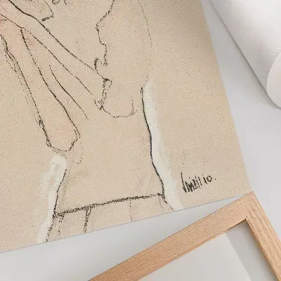 Portret van een vrouw door Egon Schiele poster van een vrouwelijke lijntekening uit de collectie van The MET