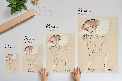 Poster Portret van een vrouw (1910) van Egon Schiele – een vrouwelijke lijntekening uit de collectie van The MET