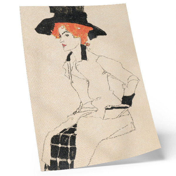 Decoratieve poster Portret van een vrouw (1910) van Egon Schiele – een vrouwelijke lijntekening uit de collectie van The MET