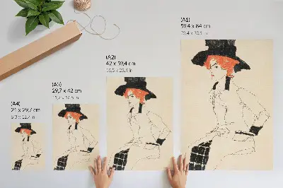 Portret van een vrouw door Egon Schiele decoratieve poster van een vrouwelijke lijntekening uit de collectie van The MET uit 1910
