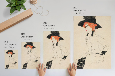 Decoratieve poster Portret van een vrouw (1910) van Egon Schiele – een vrouwelijke lijntekening uit de collectie van The MET