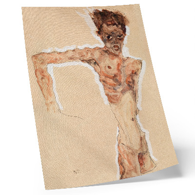 Wandposter Naakte man: Zelfportret (1911) van Egon Schiele – een schilderij van een man uit de collectie van het MET Museum