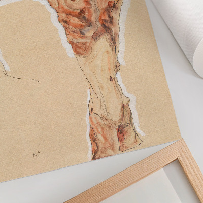 Wandposter Naakte man: Zelfportret (1911) van Egon Schiele – een schilderij van een man uit de collectie van het MET Museum