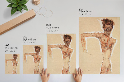 Wandposter Naakte man: Zelfportret (1911) van Egon Schiele – een schilderij van een man uit de collectie van het MET Museum