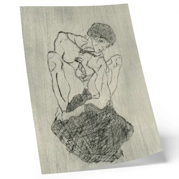 Wandposter Egon Schiele's grafische werk (1971) vrouwelijke lijntekening uit de collectie van The MET