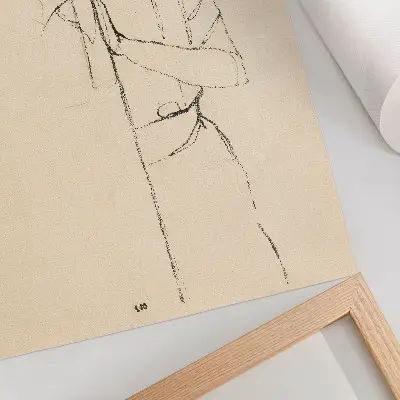 Portret van een vrouw (1910) door Egon Schiele vrouwelijke lijntekening poster uit de collectie van The MET