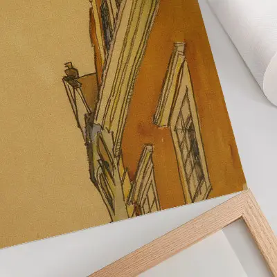 Decoratieve poster vooraanzicht van het gebouw (huis in Krumau) (1910) door Egon Schiele