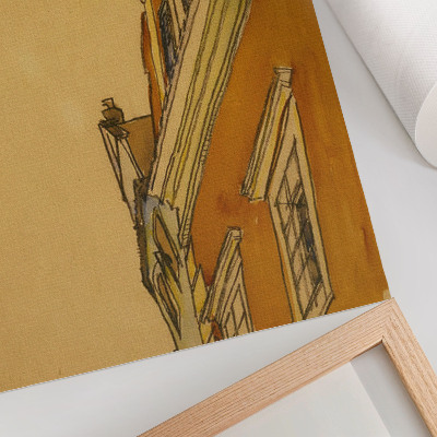 Decoratieve poster Vooraanzicht van het gebouw (huis in Krumau) (1910) van Egon Schiele