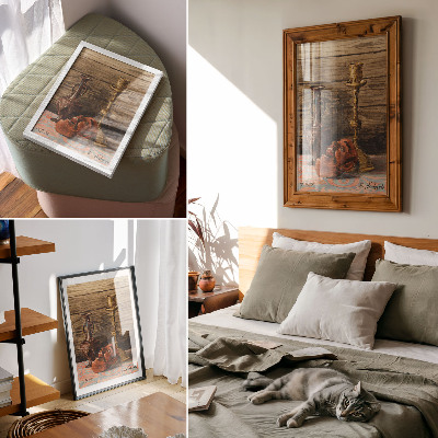 Decoratieve poster Stilleven met kandelaar, vaas en masker van Egon Schiele