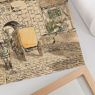 Wandposter Stadspoort met koets (studentenwerk) van Egon Schiele