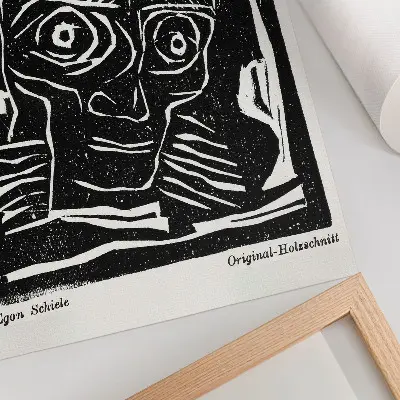 Poster abstracte illustratie van een hoofd door Egon Schiele uit Die Aktion, jaargang 6, nr. 39/40 (1916)