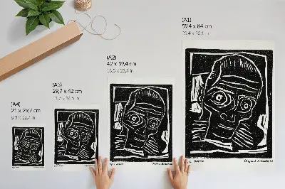 Poster abstracte illustratie van een hoofd door Egon Schiele uit Die Aktion, jaargang 6, nr. 39/40 (1916)