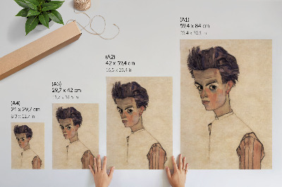 Decoratieve poster Zelfportret van Egon Schiele (1910)
