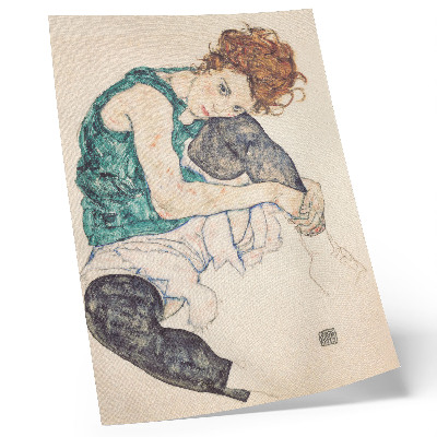 Decoratieve poster Zittende vrouw met opgeheven knie (1917) van Egon Schiele