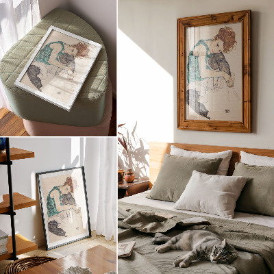 Decoratieve poster Zittende vrouw met opgeheven knie (1917) van Egon Schiele