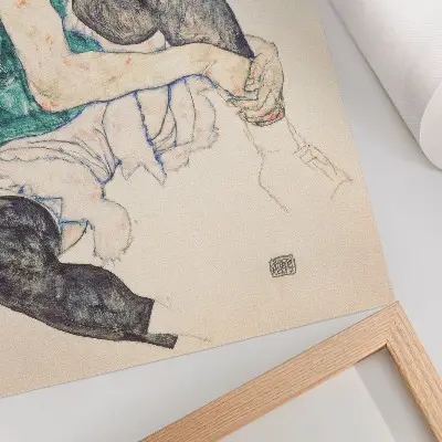 Zittende vrouw met opgeheven knie (1917) van Egon Schiele decoratieve poster
