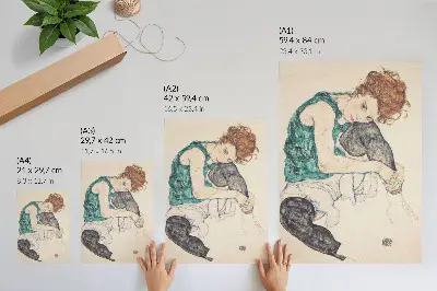 Zittende vrouw met opgeheven knie (1917) van Egon Schiele decoratieve poster