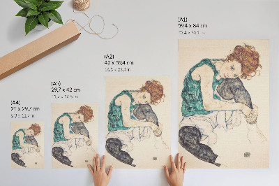 Decoratieve poster Zittende vrouw met opgeheven knie (1917) van Egon Schiele