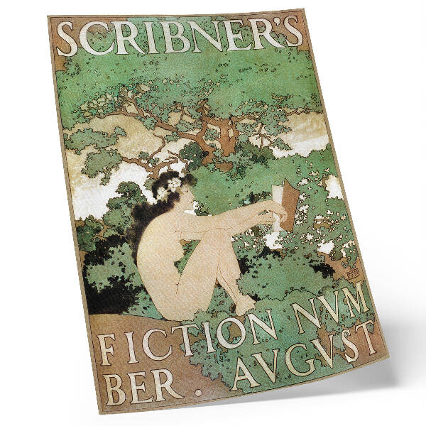 Decoratieve poster De Naakte Vrouw, een uitgave van Scribner's Fiction (1897) van Maxfield Parrish
