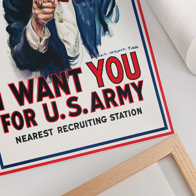 Wandposter Opsporingsposter voor Amerikaanse soldaten, een esthetische lithografie van James Montgomery Flagg.