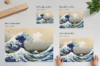 Stijlvolle wandposter De Grote Golf van Kanagawa (1760-1849) van Hokusai – Japanse ukiyo-e houtsnede