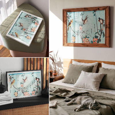 Moderne decoratieve poster Japanse vogels en bloemen (1833) – vintage houtsneden van Utagawa Hiroshige